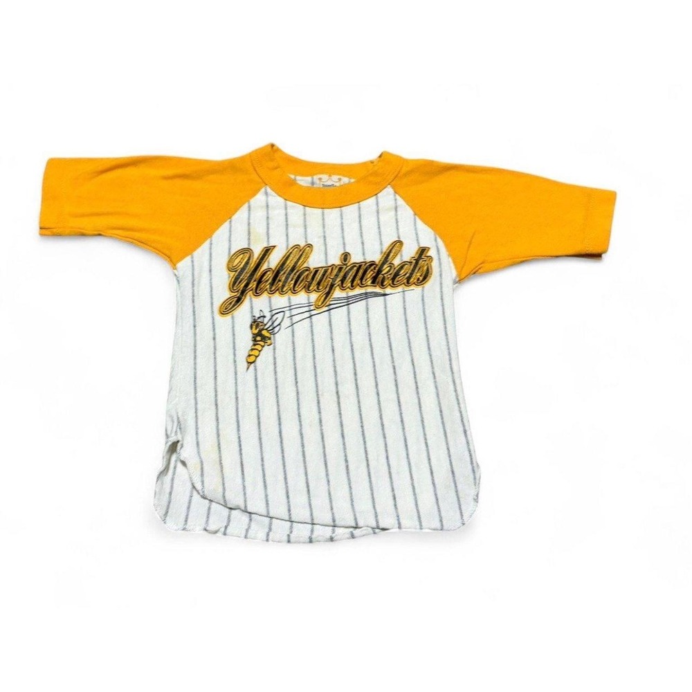 Little King Yellowjackets Baby Baseball Shirt 12M Vintage Style Raglan Pinstripe